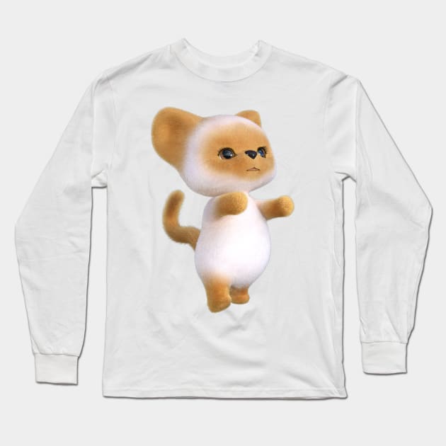 3D rendering of an flame Siamese Kitten Long Sleeve T-Shirt by Carlosr1946